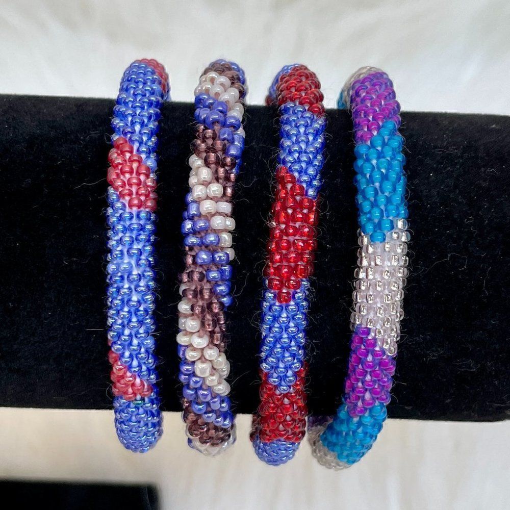 HAND CRAFTED in Nepal Beaded Bracelets (set of 4) #155